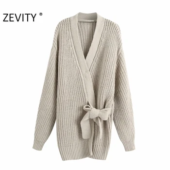 Zevity naujas moterų mados kryžiaus v kaklo lankas susieta megztinis mezgimo megztinis lady ilgomis rankovėmis kimono laisvalaikio megztiniai prašmatnus viršūnes S400