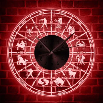 Zodiako Ženklas Zodiako Akrilo Apšviestas Sieninis Laikrodis Astrologija Apšvietimo Namų Dekoro LED Siena Šviesos Astronomijos Meno Žvaigždyną