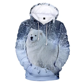 Įdomių naujų Samoyed palaidinukė berniukas/mergaitė pavasarį, rudenį atsitiktinis hoodie 3D spausdinimo Samoyed puloveris vyriškų drabužių mados