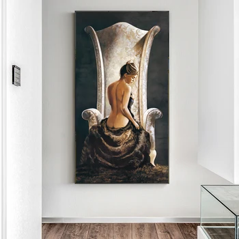 Įspūdingo Dydžio Drobė Sienos Meno Spaudinius Nude Lady Aliejaus Tapybai Jausmas Nuotrauka Atspausdinta Ant Drobės Namų sienos freskos Dekoro Cuadros