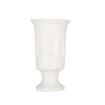 Šiaurietiškas Minimalizmas Abstrakčiai Keramikos Vaza Veido Meno Matinė Glazūra, Dekoratyvinis Galvos Formos Vaza Baltos Keramikos
