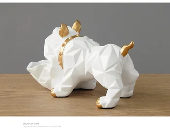 Šiaurės geometrinis buldogas dervos Įvairenybės Laikymo dėžutė balto šuns skulptūra namų puošybai lova Papuošalai priedai a0114