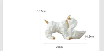 Šiaurės geometrinis buldogas dervos Įvairenybės Laikymo dėžutė balto šuns skulptūra namų puošybai lova Papuošalai priedai a0114