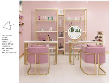 Šiaurės nano gold grožio salonas stalo kėdė rinkinys viena sofa-parduotuvė Aukso Dvigubai manikiūro stalo stovo