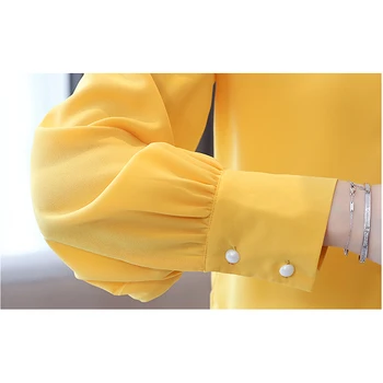 Šifono Marškinėliai Moterims 2020 M. Pavasarį Dvigubo sluoksnio Sluoksniuotos Rankovėmis Single-breasted Palaidinė korėjos Stiliaus Negabaritinių Viršūnes T02104K