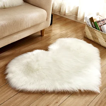 Širdies kilimą kambarį pūkuotas minkštas dirbtiniais vilnos sofa-lova, kėdės pagalvėlė miegamojo lovos kilimas Suede Audinio, kilimų apačioje neslidžia