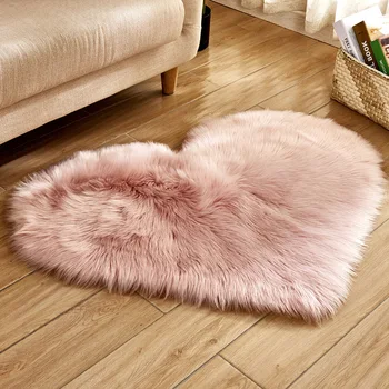 Širdies kilimą kambarį pūkuotas minkštas dirbtiniais vilnos sofa-lova, kėdės pagalvėlė miegamojo lovos kilimas Suede Audinio, kilimų apačioje neslidžia