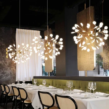 Šiuolaikinės firefly LED Šviestuvo šviesos stilingas medžio šaką šviestuvo lempos dekoratyvinis firefly lubų chandelies kabinti Apšvietimas