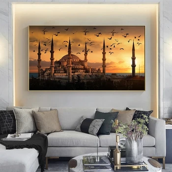 Šiuolaikinės kraštovaizdžio meno Stambulo saulėlydžio Drobės tapybos Sienos Meno Kambarį Namų Dekoro (be Rėmelio)
