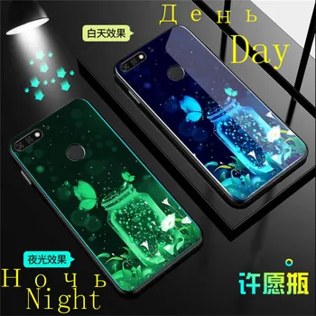 Šviesos Grūdintas Stiklas Atveju Huawei Honor 6X 7X 8X 10 Žaisti 7A Pro Y9 2018 Padengti Švyti Atgal Padengti Silikono Telefono Krepšys 