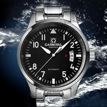 Šviesos vandeniui automatinis mechaninis laikrodis vyrams full steel odinis dirželis mados atsitiktinis prabangos prekės ženklo vyrai žiūrėti laikrodis montre