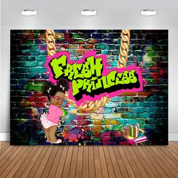 Šviežių Princesė Fone Grafitti Sienos Hip-Hop Baby Shower Foto Fonas, Mergina, Švieži Princesė Kūdikių Dušas Šaliai Dekoro