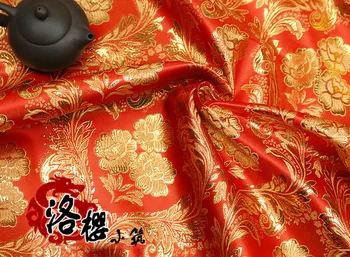 Žakardo damask Kostiumas hanfu kimono cos šventinė vestuvių suknelė cheongsam aukso audiniai austi Phoenix gėlės brokatas medžiaga