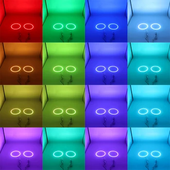 Žibintų Įvairių spalvų RGB LED Angel Eyes Halo Žiedas Akių DRL RF Nuotolinio Valdymo už 