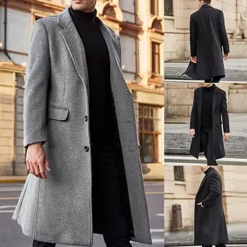 Žiemą Vyrai Vilnoniai Paltai Kietas ilgomis Rankovėmis, Švarkeliai 2020 Vilnos Vyrų Paltai Streetwear Mados Ilgos Tranšėjos Viršutiniai drabužiai 5XL