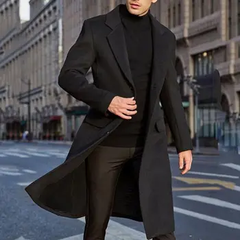 Žiemą Vyrai Vilnoniai Paltai Kietas ilgomis Rankovėmis, Švarkeliai 2020 Vilnos Vyrų Paltai Streetwear Mados Ilgos Tranšėjos Viršutiniai drabužiai 5XL