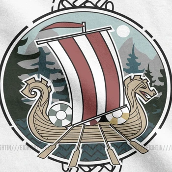 Žmogus T Shirts Vaizdingas Šiaurės Vikingai T-Shirts Dragon Boat Derliaus Trumpas Rankovėmis Tees O Kaklo Drabužių Medvilnės Vasaros Stilius